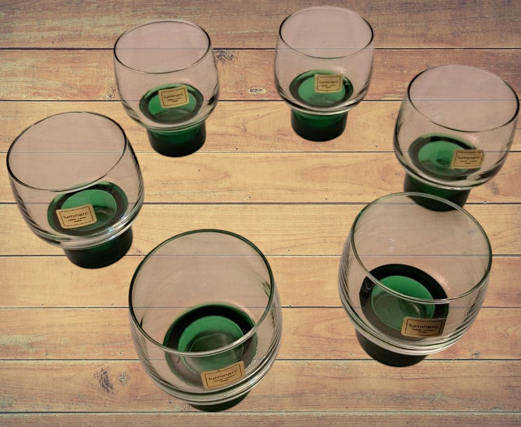 Set de 6 pahare mici din sticlă translucidă verde închis și cristal Luminarc Verrerie D'Arques - Eleganță franțuzească la tine acasă!