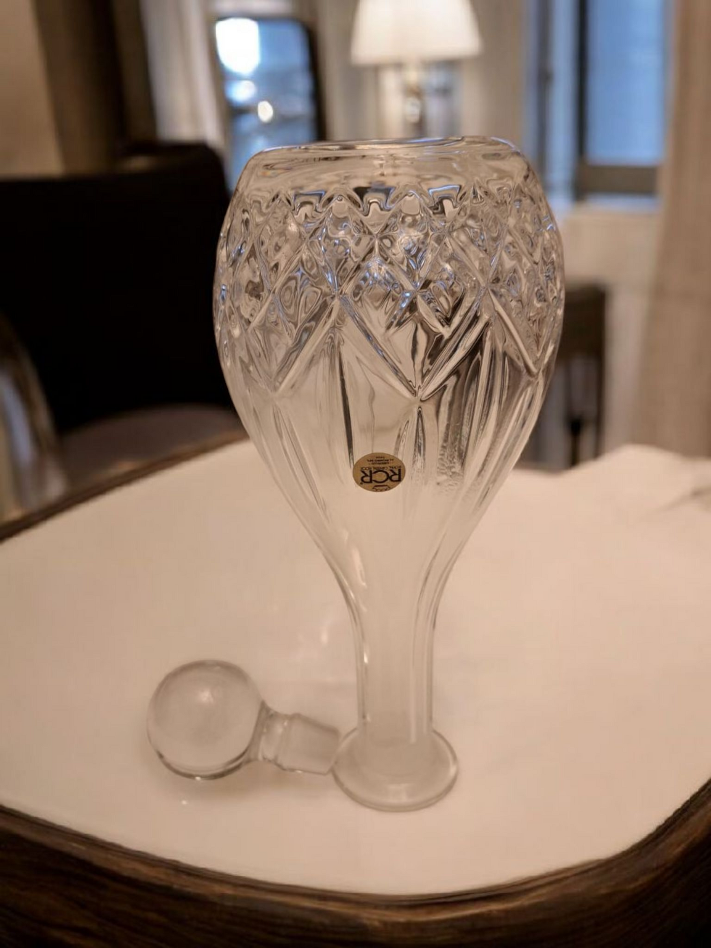 Decantor Opera RCR Royal Cristal Rock 24% - Vintage Made in Italy - Cristal de 24% plumb / Transparent / Diametru: 12