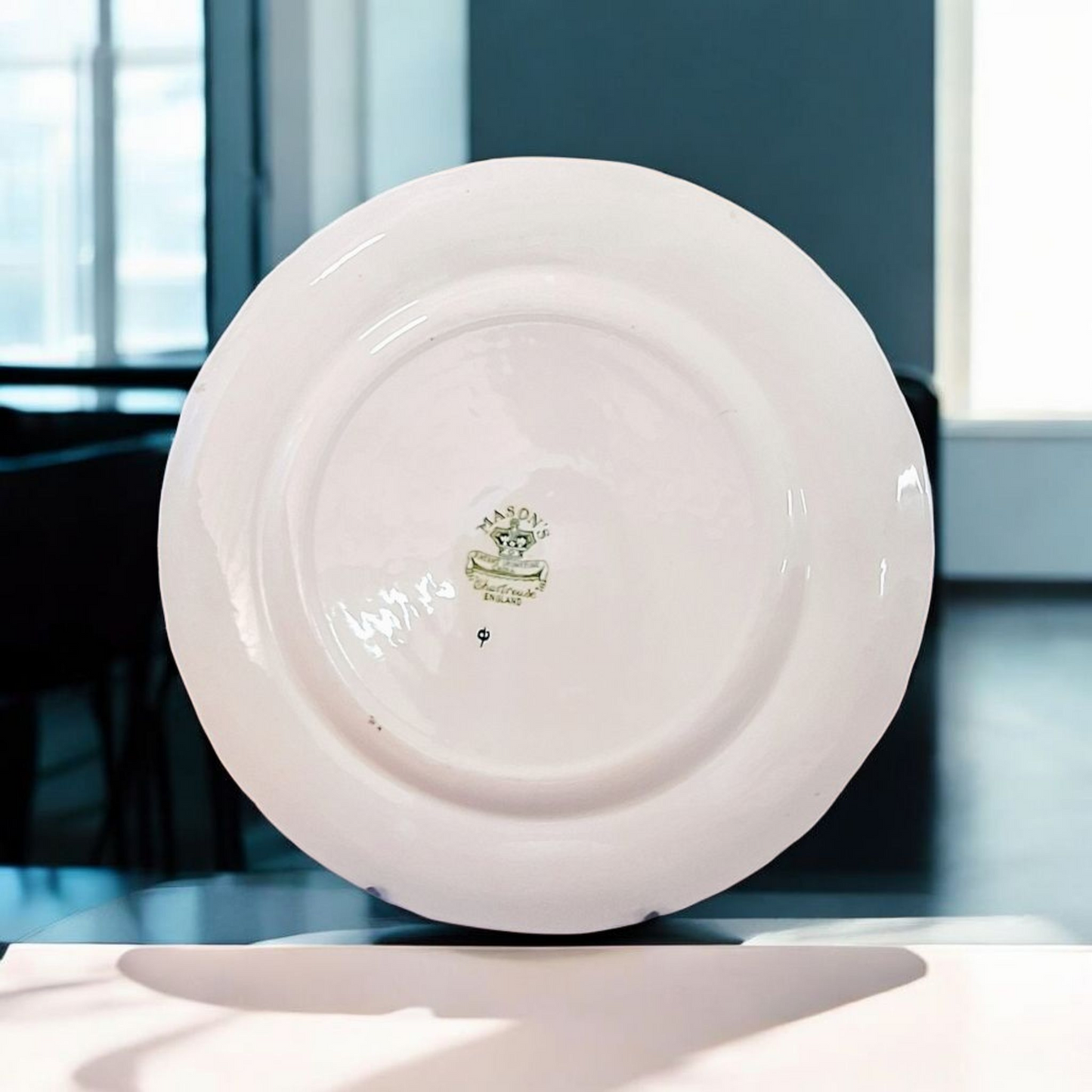 Farfurie vintage Mason's Ironstone pictată manual, Chartreuse, 31 cm, circa 1930