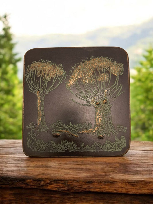 Tablou creat din Ardezie Gravata, Finisaj Aur, Argint, 18/18 cm