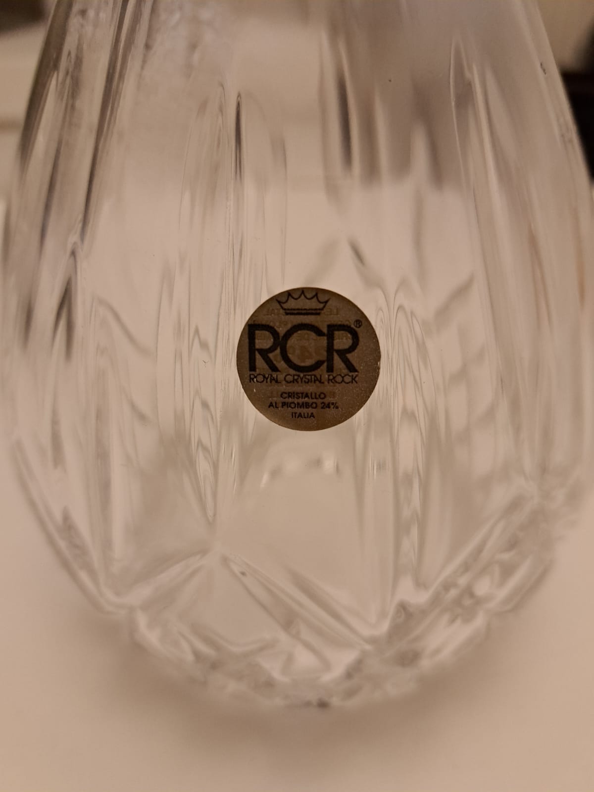 Decantor Opera RCR Royal Cristal Rock 24% - Vintage Made in Italy - Cristal de 24% plumb / Transparent / Diametru: 12