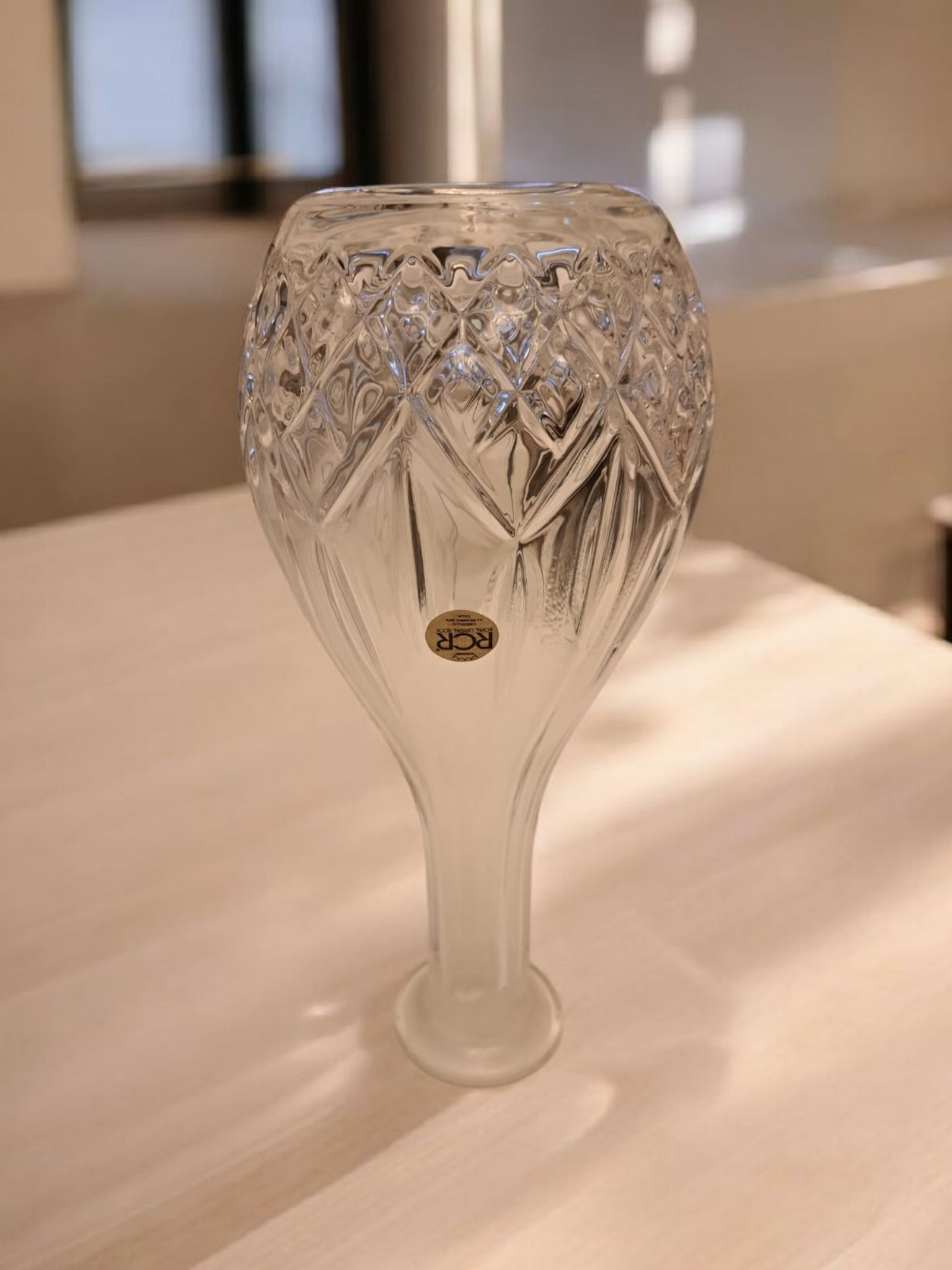 Decantor Opera RCR Royal Cristal Rock 24% - Vintage Made in Italy - Cristal de 24% plumb / Transparent / Diametru: 12